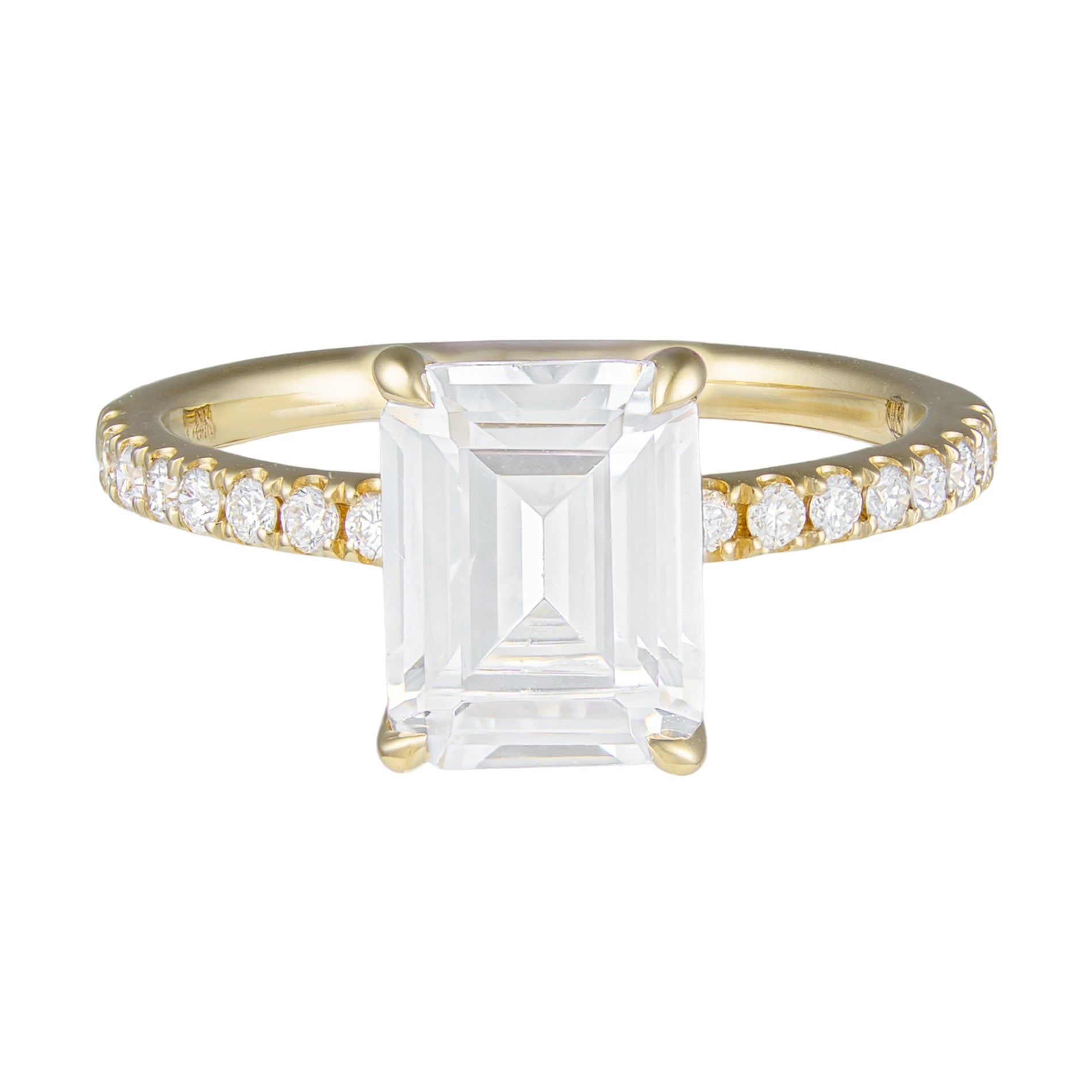 14K Yellow Gold 1/4cttw Emerald Diamond Petite Set Hidden Halo Semi-Mount by Imagine Bridal