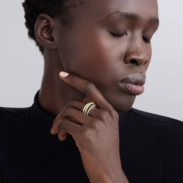 SS/18K Caviar Lux 25 Diamond 3 Row Ring by LAGOS