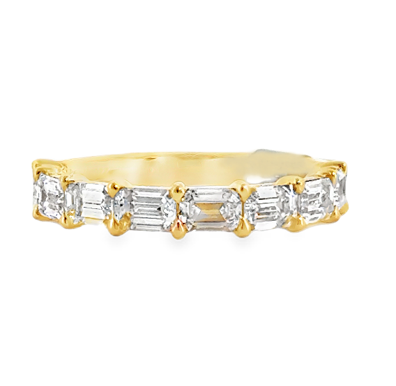 18K Yellow Gold Diamond East-West Emerald Cut Anniversary Band by Joshua J
