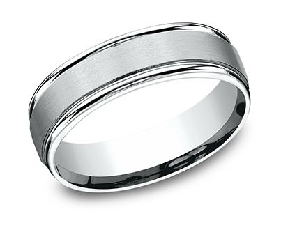 14K White Gold "The Arcadia" Light Comfort Fit Satin Band by Benchmark Main image