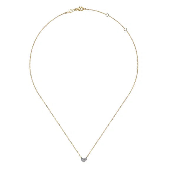 14K Two-Tone Diamond Heart Pendant Necklace by Gabriel NY