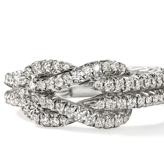Sterling Silver Diamond Love Knot Ring by John Hardy