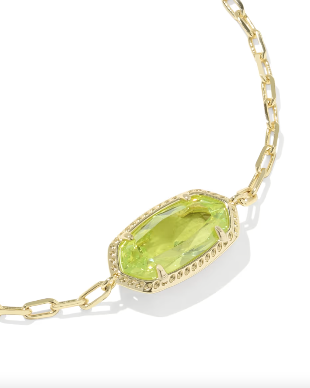 Gold Plated Elaina Luxe Chain Bracelet in Light Green CZ by Kendra Scott