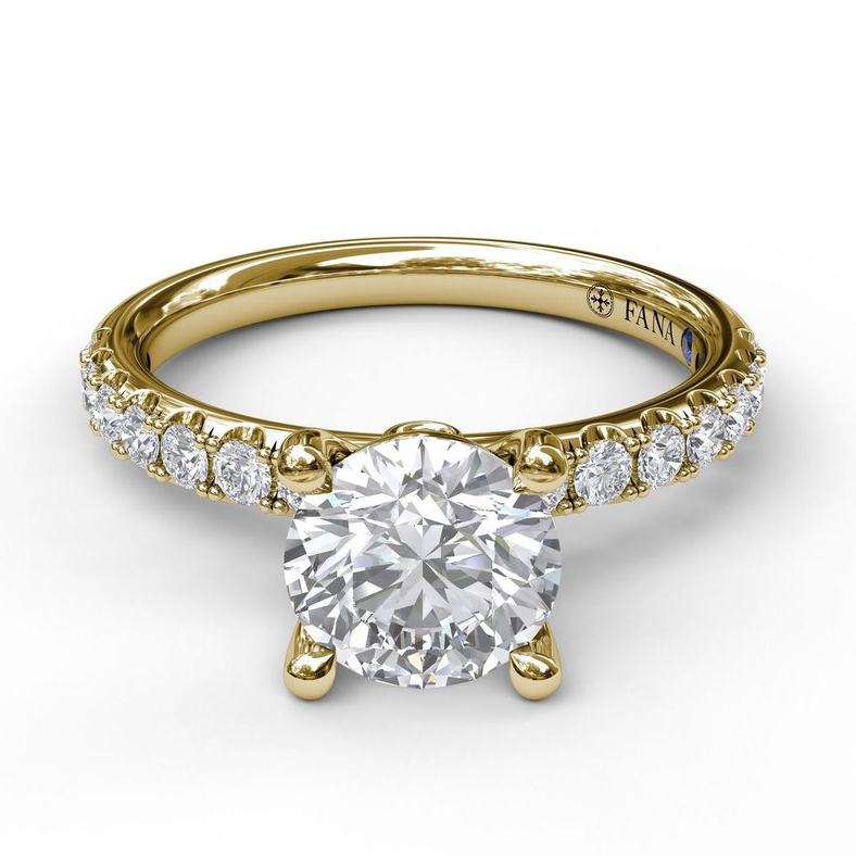 14K Two-Tone Classic Pave Round Lab Grown Diamond Engagement Ring by Fana