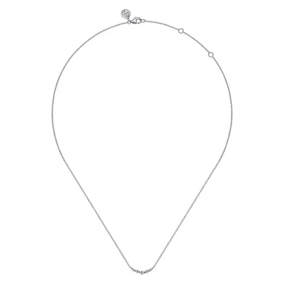 14K WG Shared Prong White Sapphire Bar Necklace by Gabriel NY