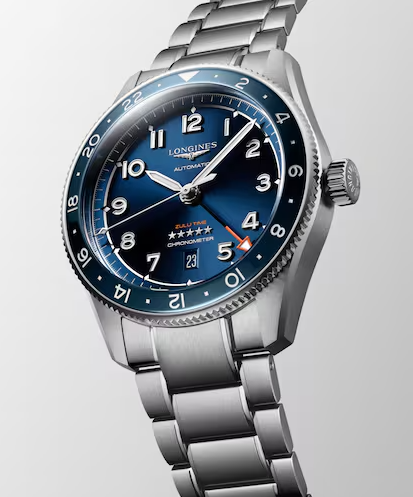 Longines Spirit Zulu Time 42mm GMT Watch with Sunray Blue Dial