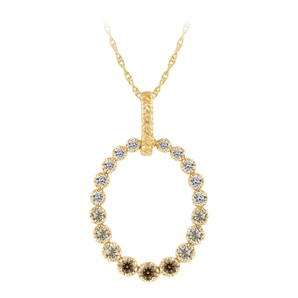 14K YG 1cttw Desert Diamond Open Oval Pendant Necklace Main image