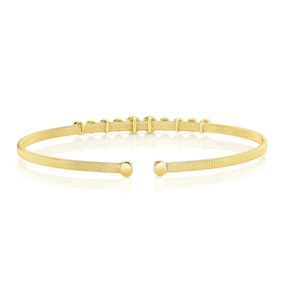 14K YG 1/2cttw Round Diamond Bezel Bangle by Shy Creation