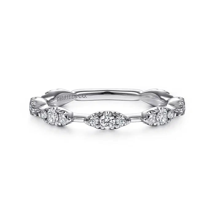 14K WG Diamond Cluster Station Stackable Ring by Gabriel NY Main image