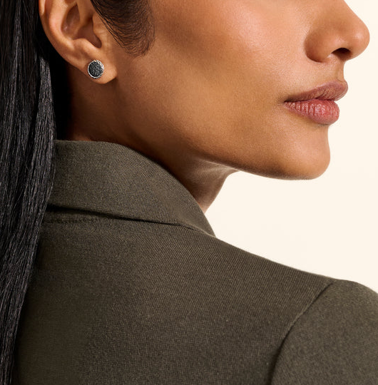 Sterling Silver Essentials Pave Treated Black Sapphire Studs by John Hardy Secondary image