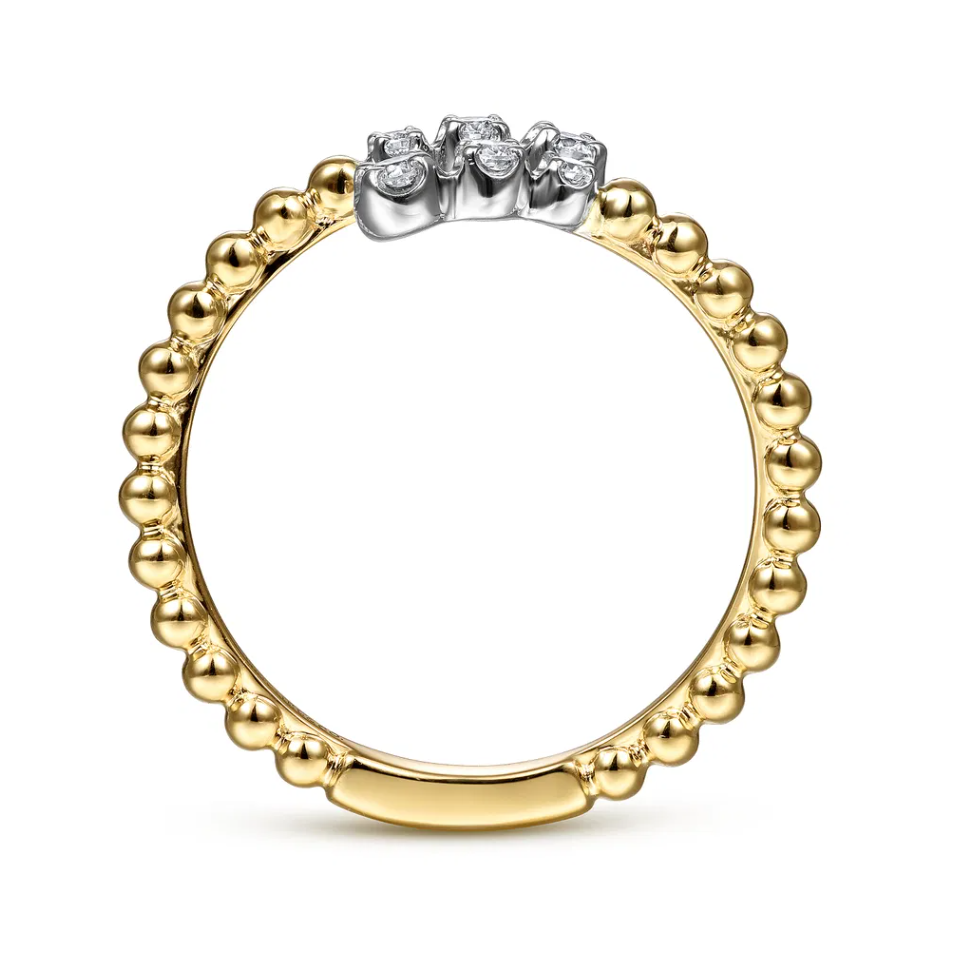 14K Two-Tone Bujukan Beaded Bypass Ring by Gabriel NY