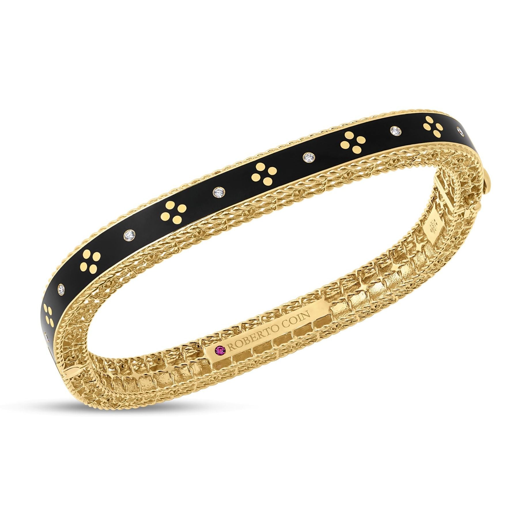 18K YG Diamond & Black Enamel Venetian Princess Bangle by Roberto Coin Main image