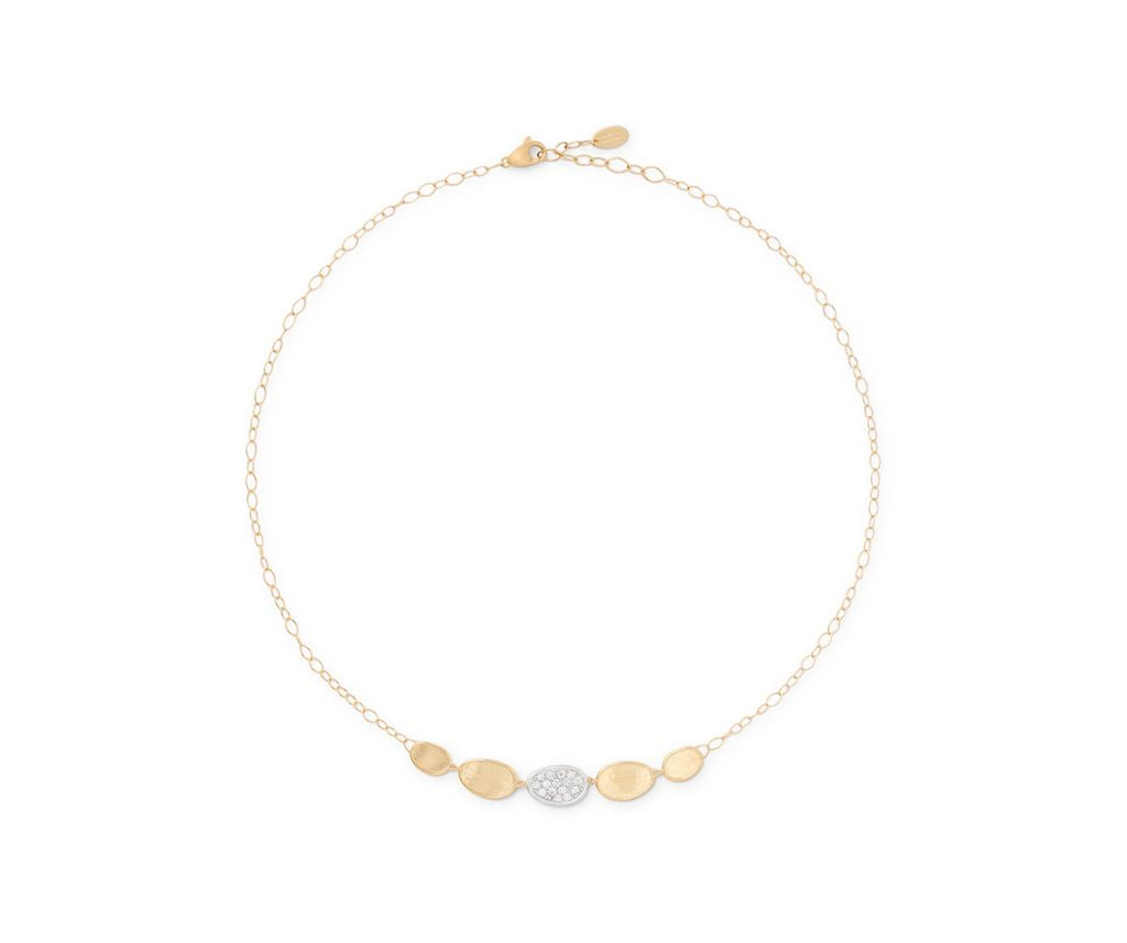 18K YG Lunaria Halfsie Petal Necklace with Diamond by Marco Bicego Main image
