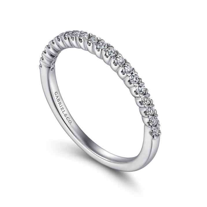 14K White Gold "Vienne" Prong Set Diamond Wedding Band by Gabriel NY