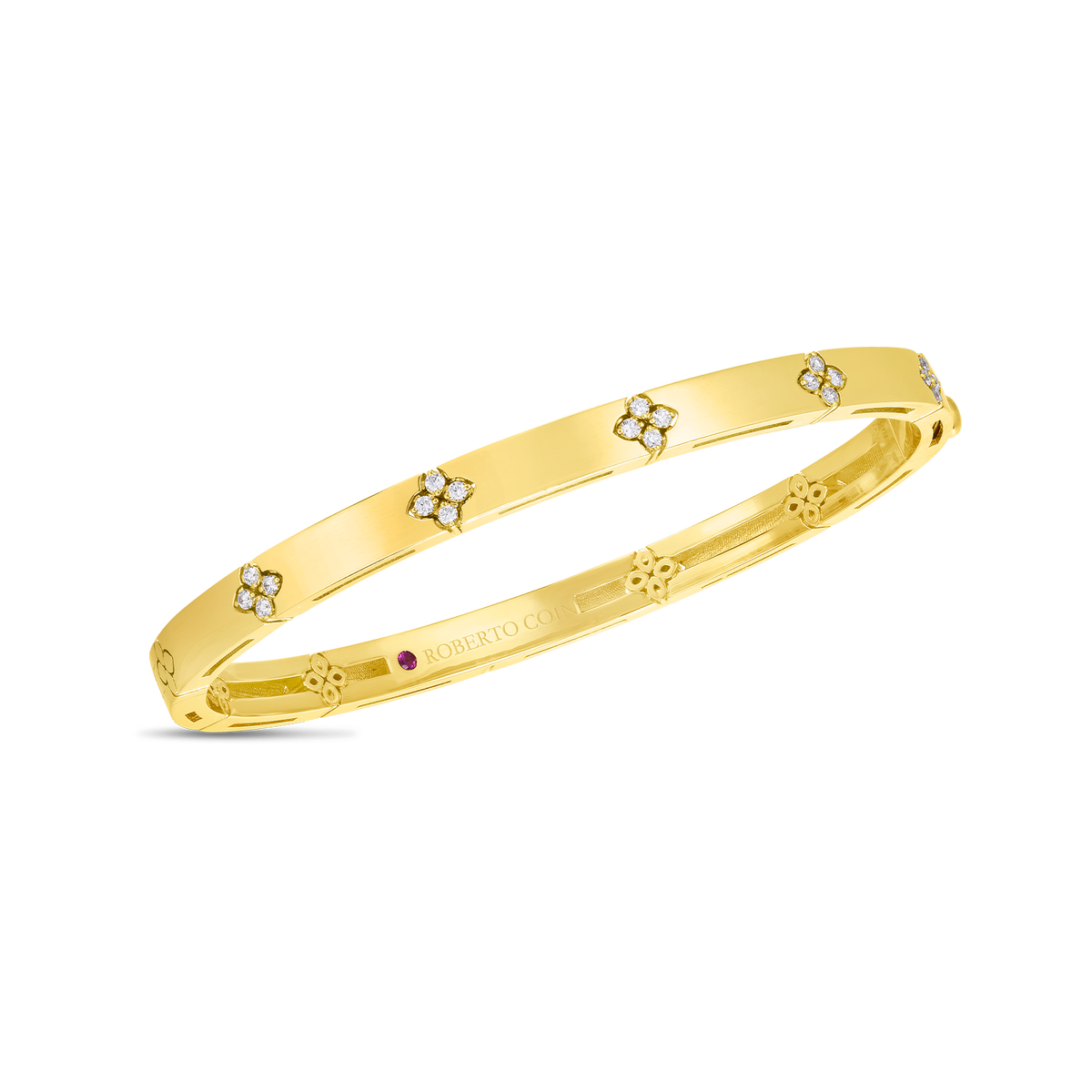 18K Yellow Gold Slim Diamond Love in Verona Bangle by Roberto Coin