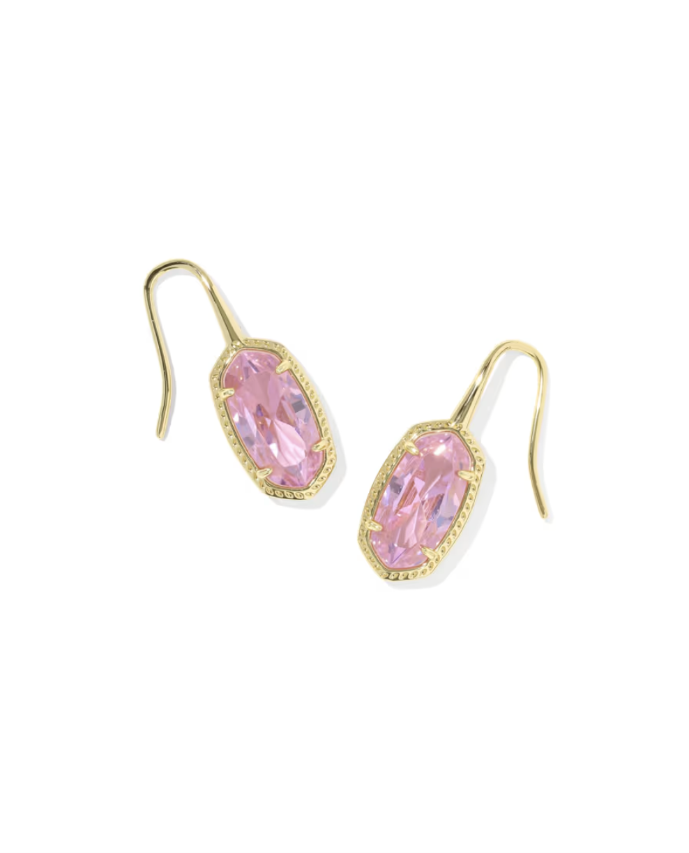 Gold Plated Lee Luxe Drop Earrings in Light Pink CZ by Kendra Scott
