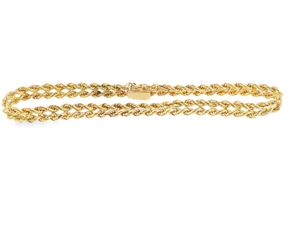 14K Yellow Gold Double Rope Chain Bracelet *Estate Item Sold as is, Final Sale*