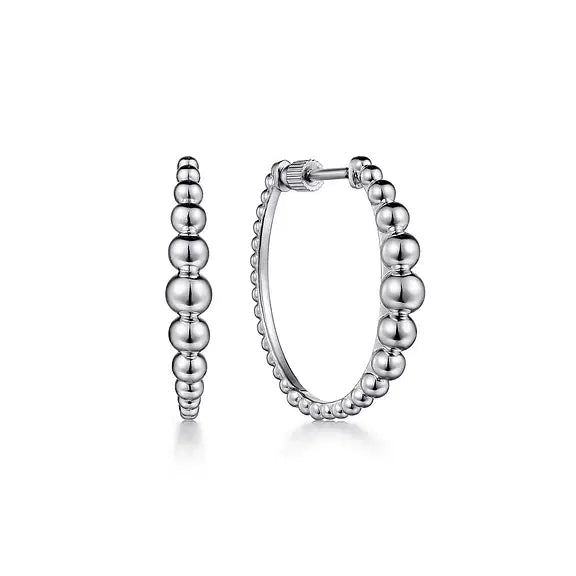 Sterling Silver Bujukan Graduated Classic Hoop Earrings by Gabriel NY