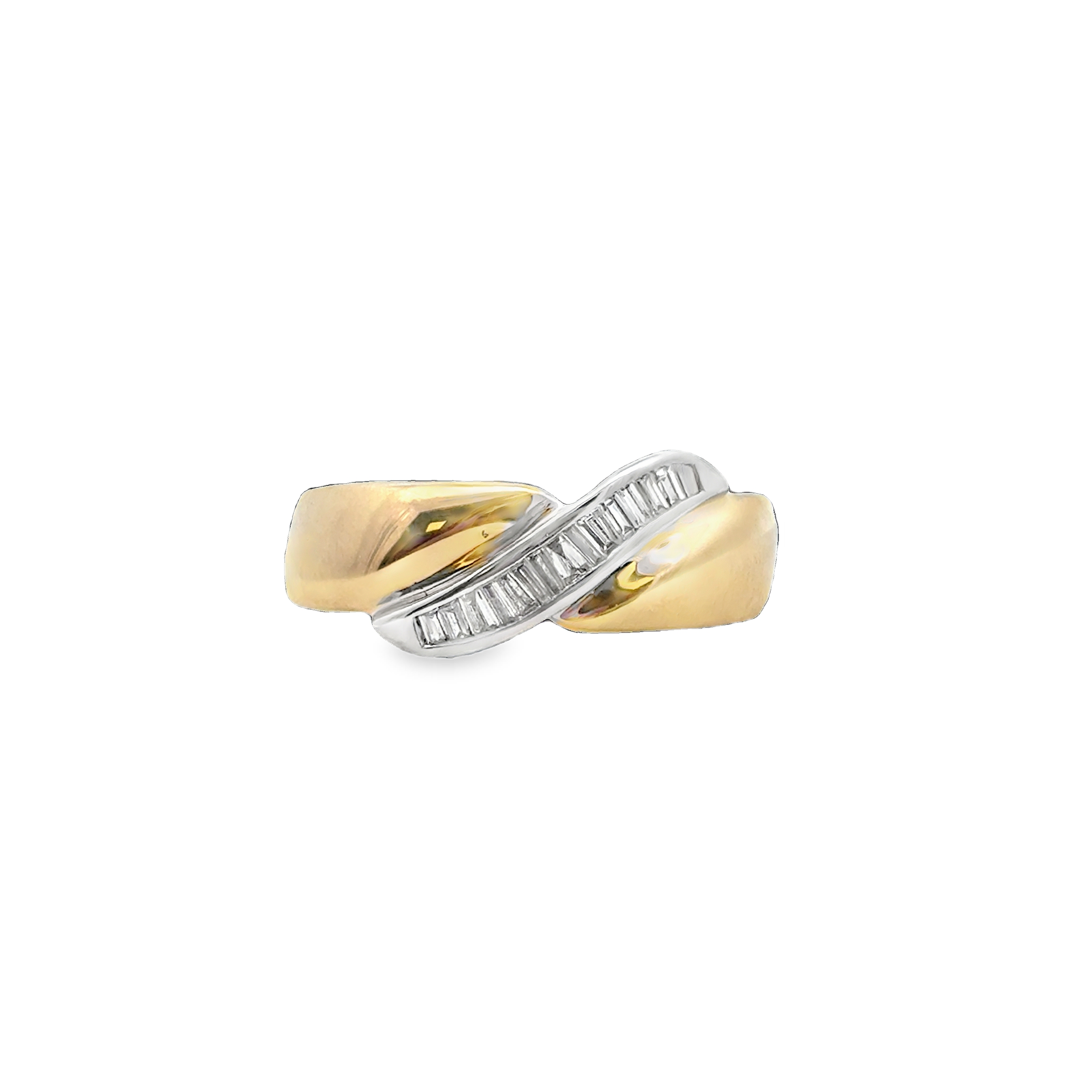 14K Two-Tone Men's Baguette Diamond Channel Band *Estate Item, Sold as is, Final Sale*