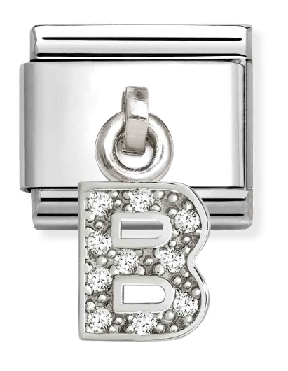 Stainless Steel & Sterling Silver Letter B Initial Dangle Charm