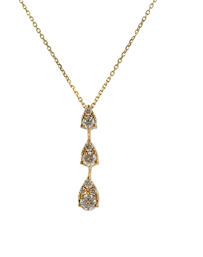 14K Yellow Gold Diamond Pear Shape Vertical Bar Pendant Necklace Main image