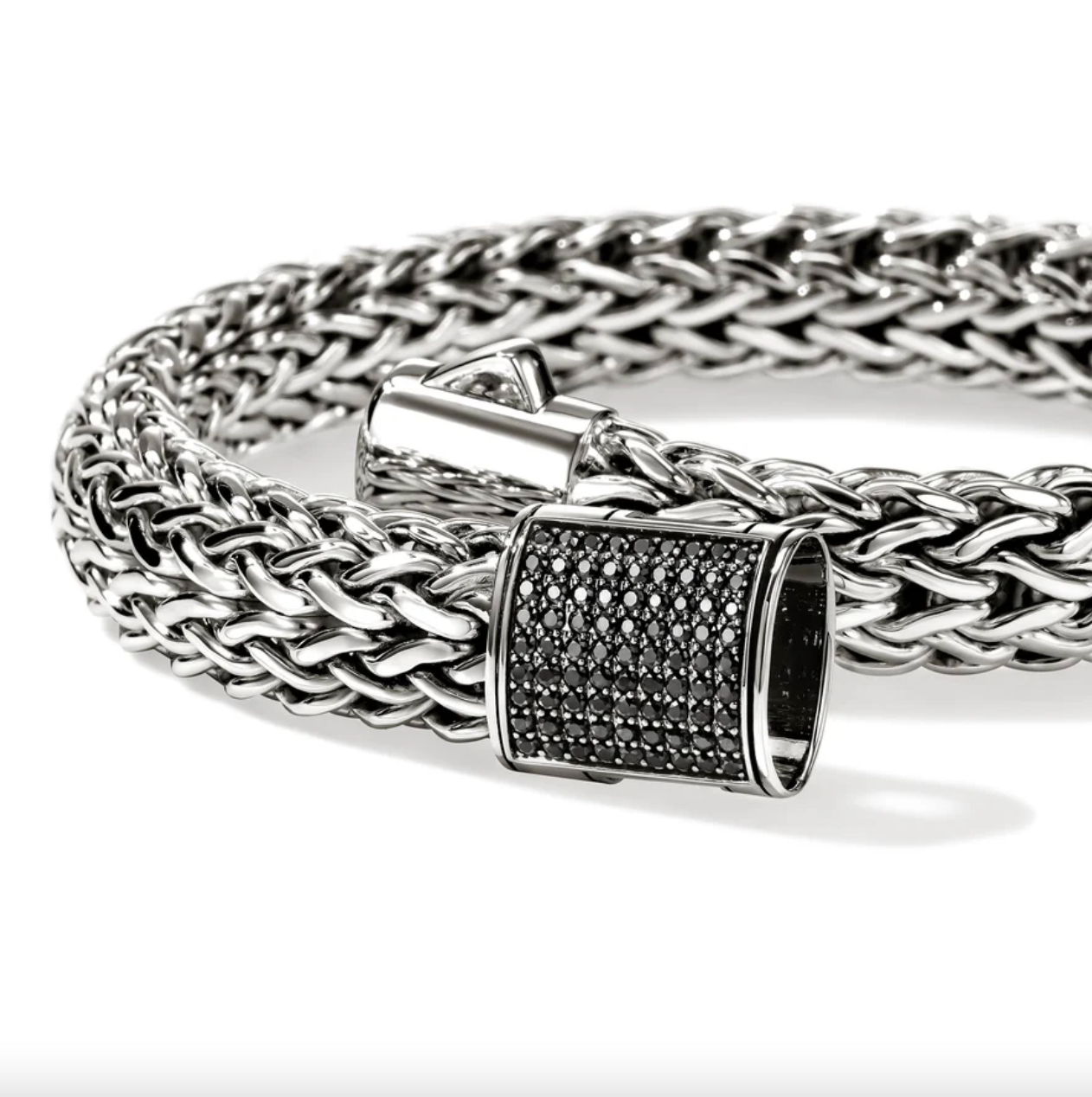 Sterling Silver Icon 10.5mm Bracelet with Treated Black Sapphire Clasp by John Hardy