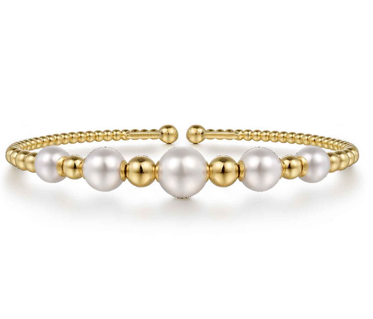 14K Yellow Gold Freshwater Pearl Bujukan Bangle by Gabriel NY