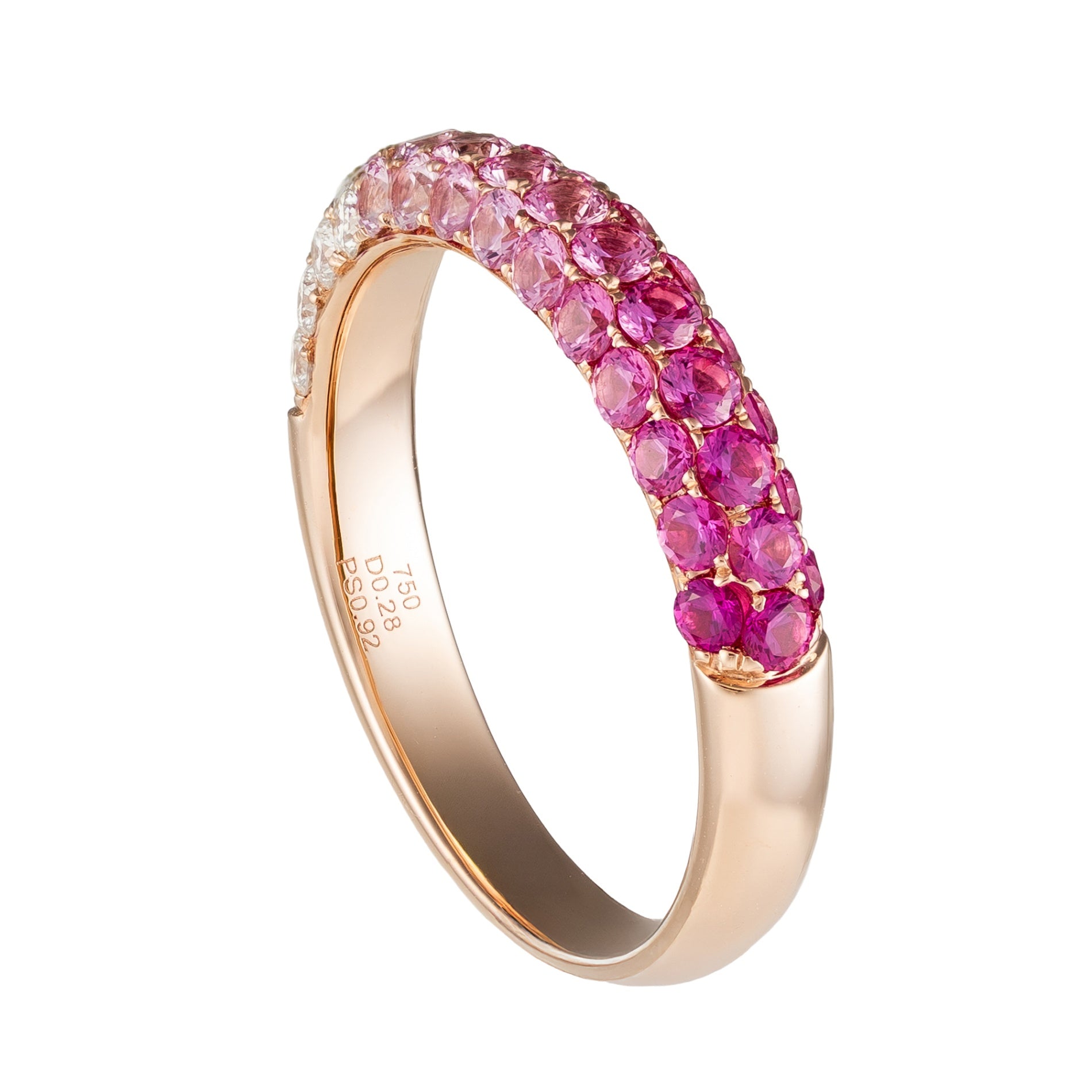 18K Rose Gold Ombre Pink Sapphire & Diamond Band by David Kord Secondary image