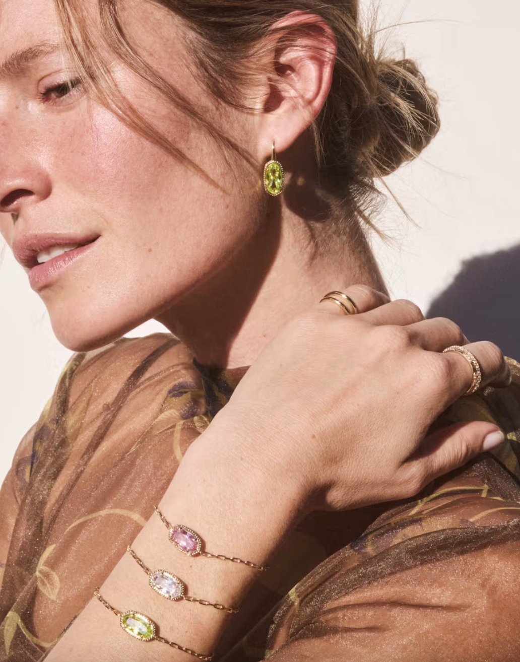 Gold Plated Elaina Luxe Chain Bracelet in Light Green CZ by Kendra Scott