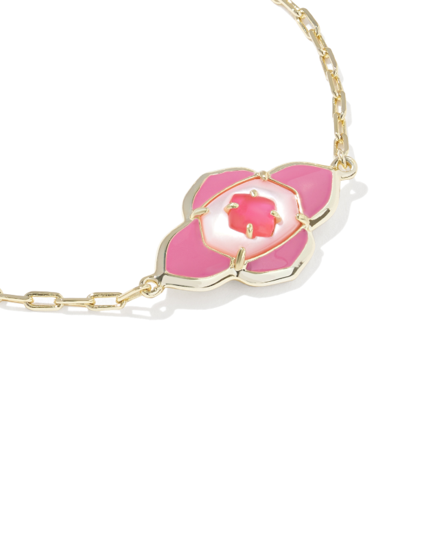 Gold Plated Abbie Medallion Chain Bracelet in Hot Pink Mix by Kendra Scott Secondary image