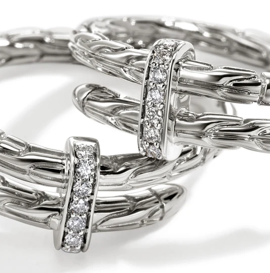 Sterling Silver Spear Diamond Hoop Earrings by John Hardy