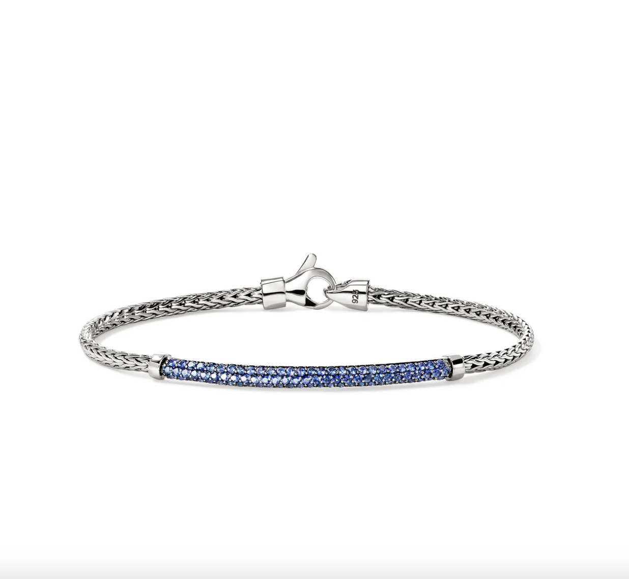 Sterling Silver Essential Pave Blue Sapphire Bar Bracelet by John Hardy Main image