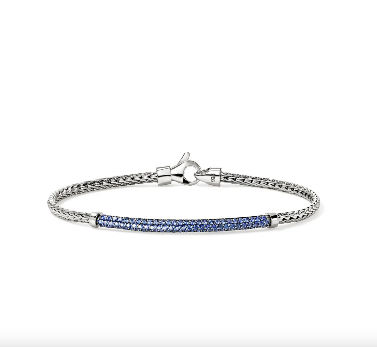 Sterling Silver Essential Pave Blue Sapphire Bar Bracelet by John Hardy
