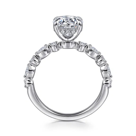14K WG "Lanna" Round & Marquise Shared Prong Diamond Semi-Mount by Gabriel NY Secondary image