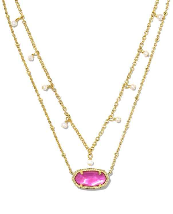 Gold Plated Elisa Multi Strand Necklace in Pearl & Azalea Illusion by Kendra Scot Main image