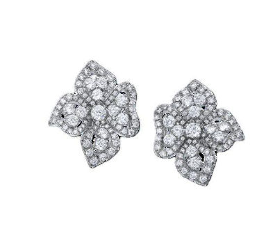 18K White Gold Diamond Classic Fiore Couture Small Stud Earrings by Roberto Coin Main image