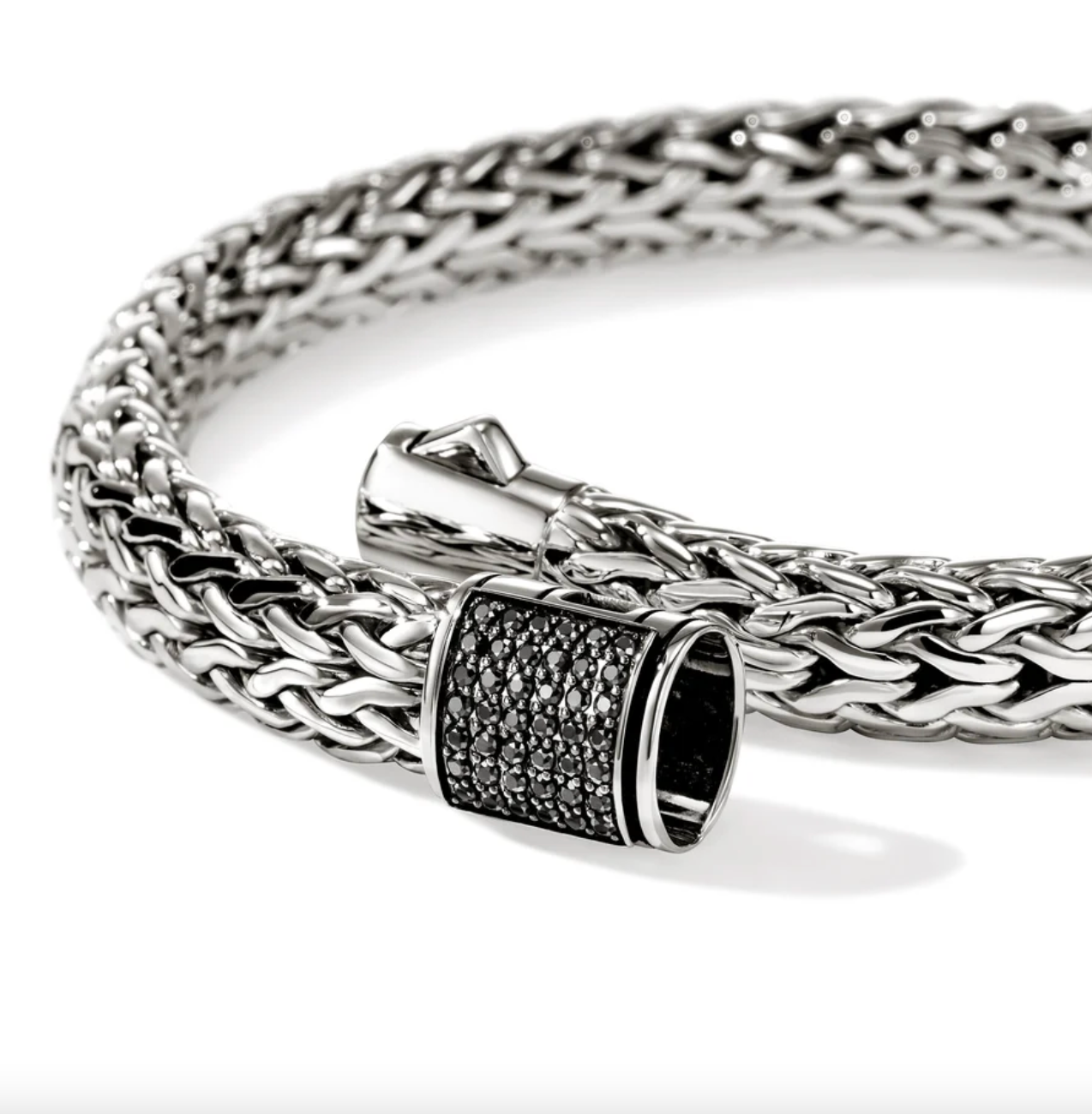 Sterling Silver Icon 7.5mm Bracelet with Treated Black Sapphire Clasp by John Hardy
