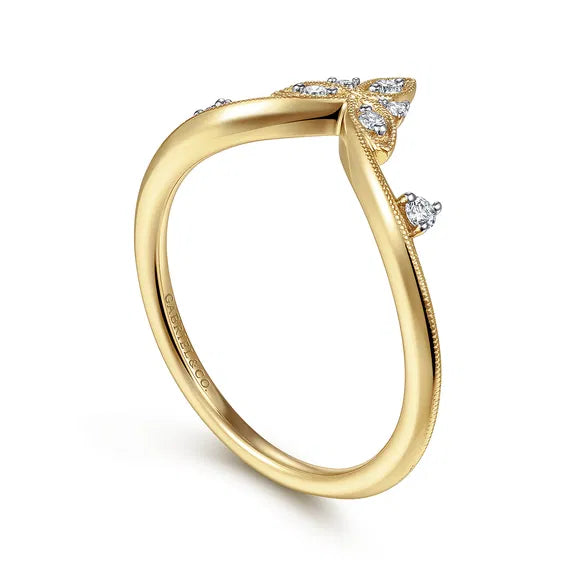 14K YG Diamond Chevron Wedding Band by Gabriel NY