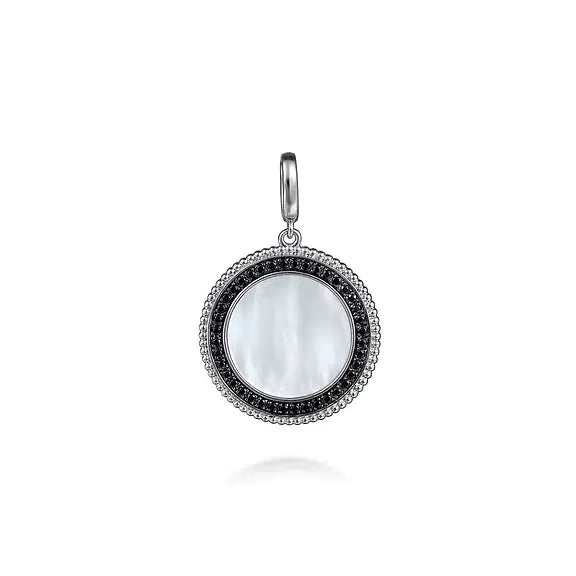 Sterling Silver White Mother Pearl & Black Spinel Bujukan Medallion Pendant by Gabriel NY Main image