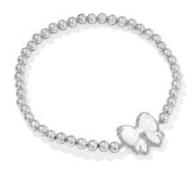Haley Rhodium Plated Stretch Bow Bracelet in Ivory MOP by Kendra Scott Main image
