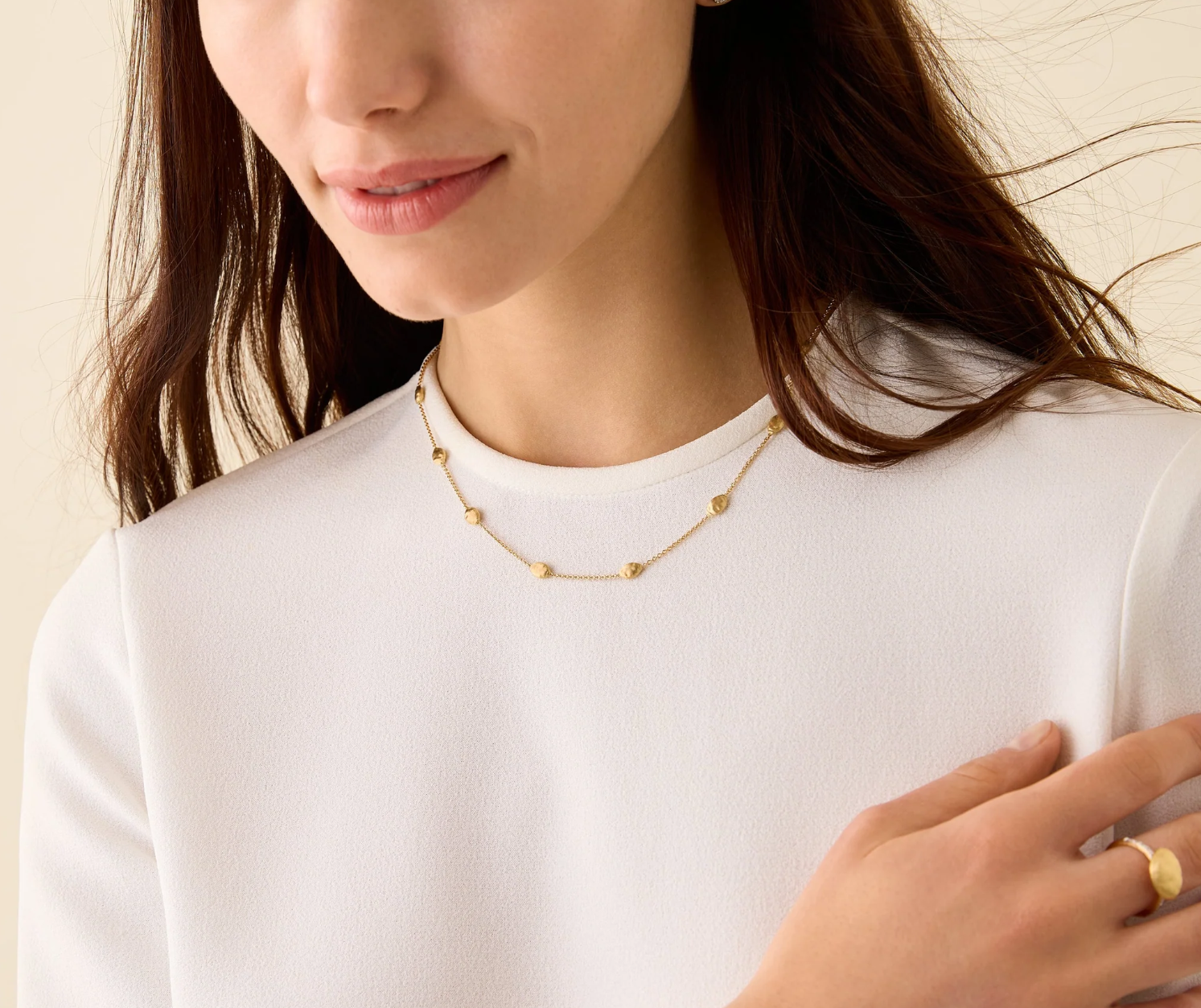 18K YG Siviglia Short Small Bean Necklace by Marco Bicego