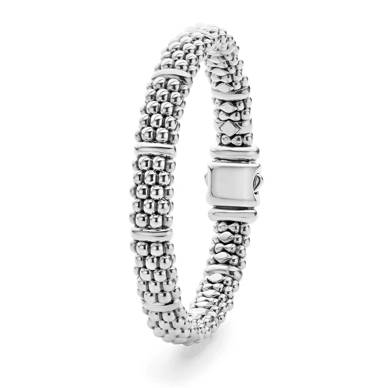 Sterling Silver Signature Caviar 9 Station 9mm Bracelet by LAGOS