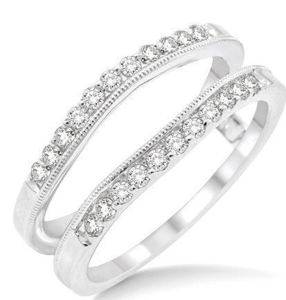 14K WG Diamond Curved Insert Ring w Milgrain Detail Main image