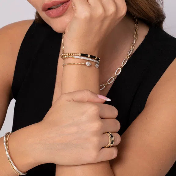 14K YG Diamond Pave Bar Bujukan Split Bangle by Gabriel NY