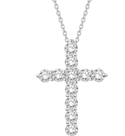 14K WG 2cttw Diamond Cross Pendant Necklace Main image