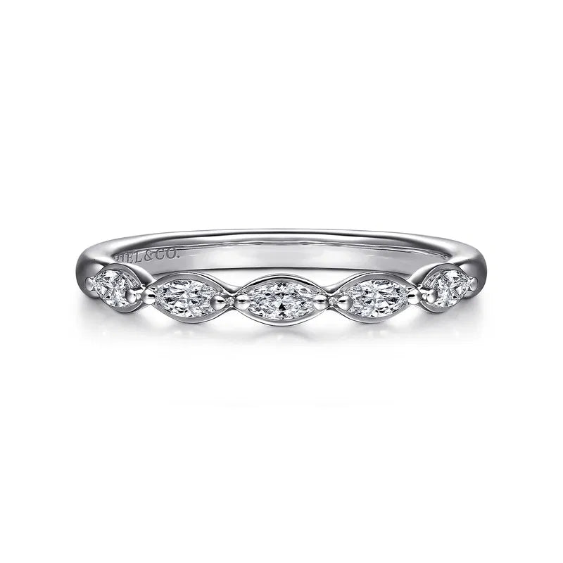 14K WG "Claudette" 1/4cttw Marquise Diamond Anniversary Band by Gabriel NY