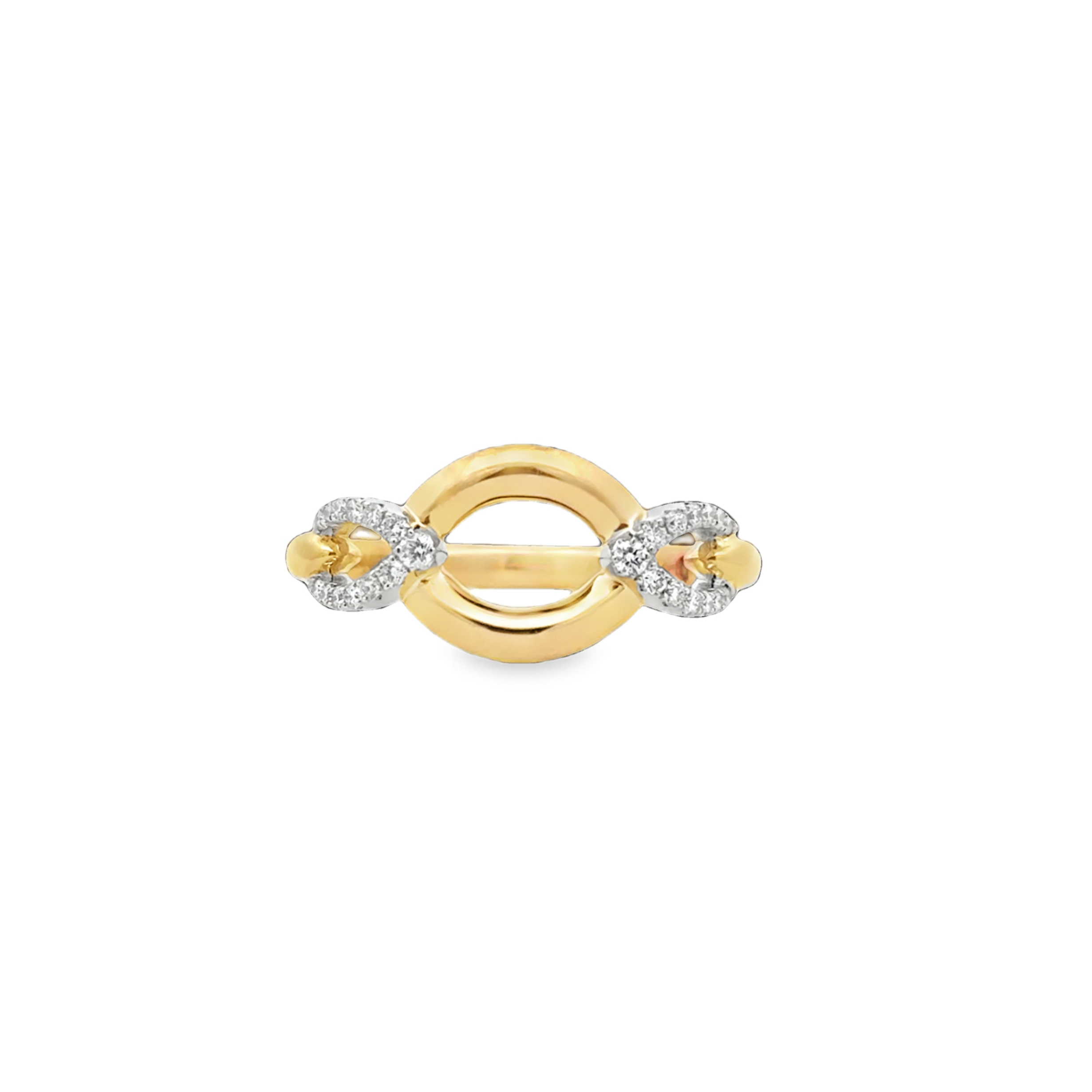 18K Two-Tone Diamond & Polished Three Link Ring by Fana