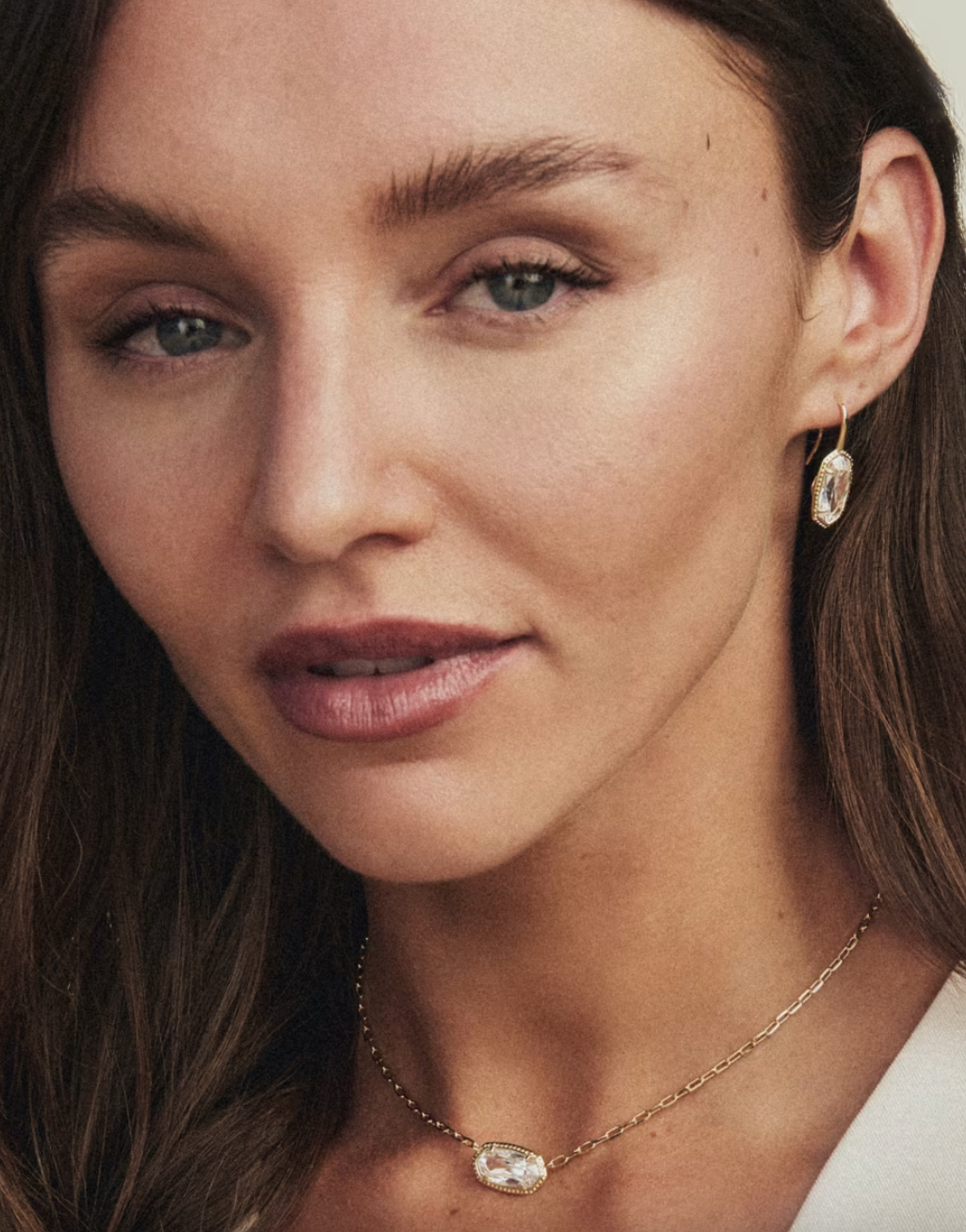Gold Plated Elisa Luxe Pendant Necklace in White CZ by Kendra Scott