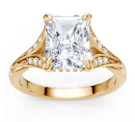 14K YG Diamond Floral Split Shank Semi-Mount