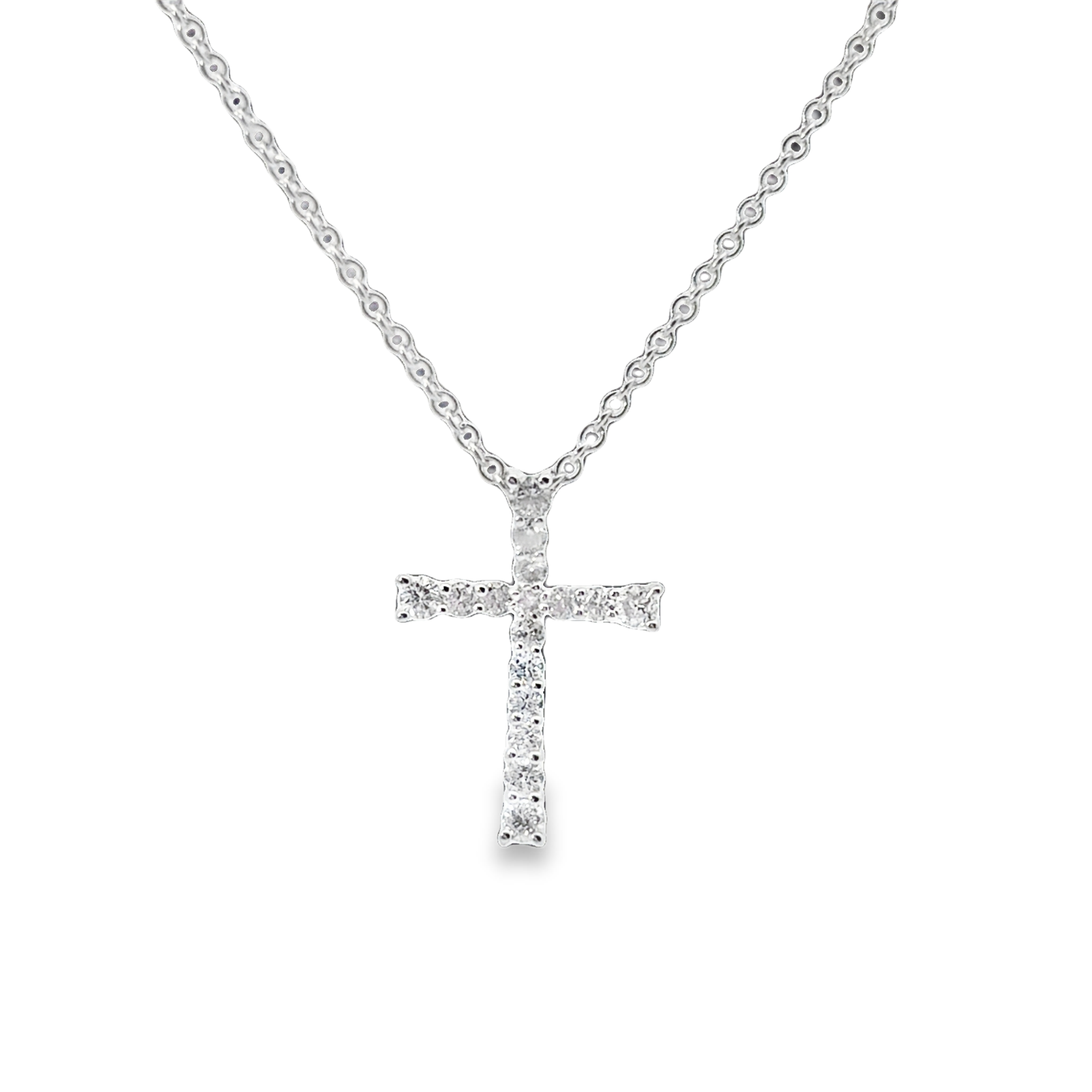14K WG Diamond Cross Pendant Necklace Main image